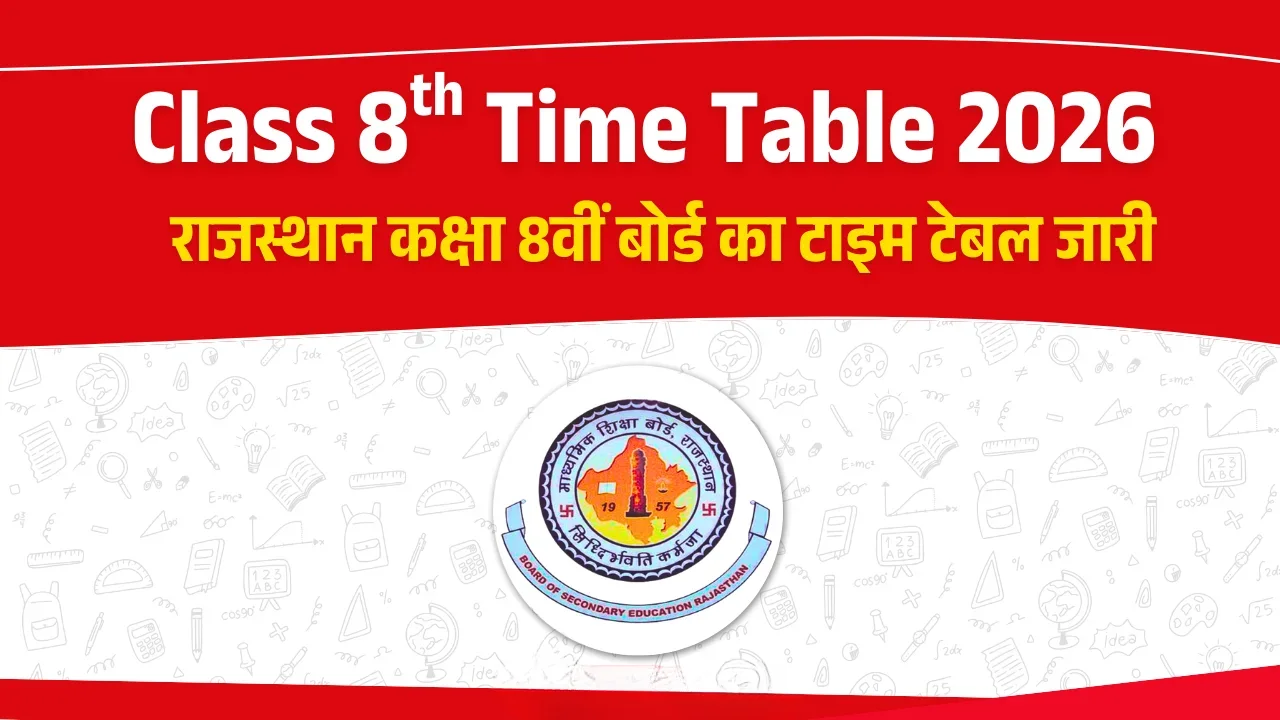 RBSE 8th Time Table 2026 Out.