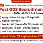 India Post GDS Recruitment 2026 (Schedule-II): 10th Pass Vacancy, Apply Online from 2 September
