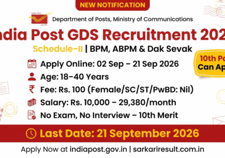 India Post GDS Recruitment 2026 (Schedule-II): 10th Pass Vacancy, Apply Online from 2 September