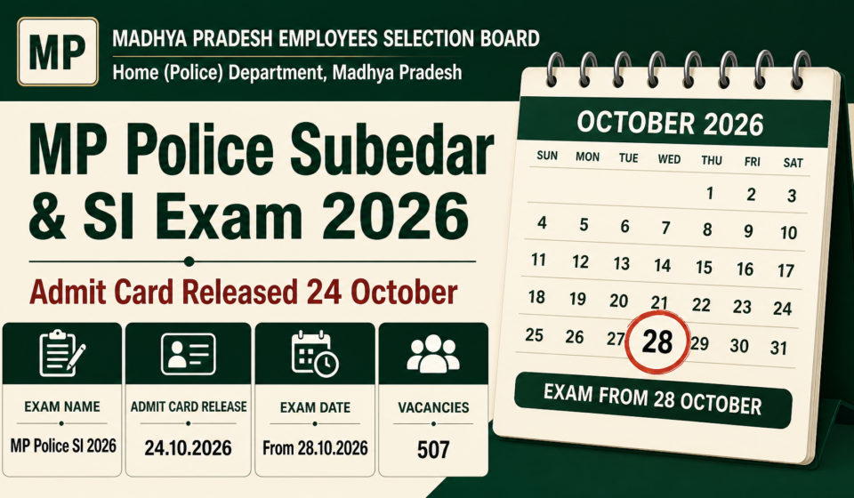 MP Police SI Admit Card 2026 Released at esb.mp.gov.in, How to Download