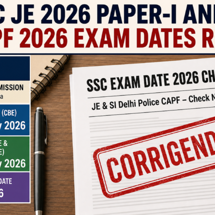 SSC Exam Date 2026 Changed: JE Paper-I From 02 November, Check Now