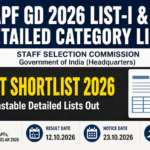 SSC GD Constable Result 2026: Detailed List-I & List-II with Categories